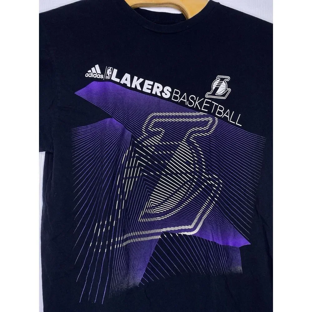 Adidas Mens The Go-To Tee NBA Lakers Basketball‎ Black Purple Large